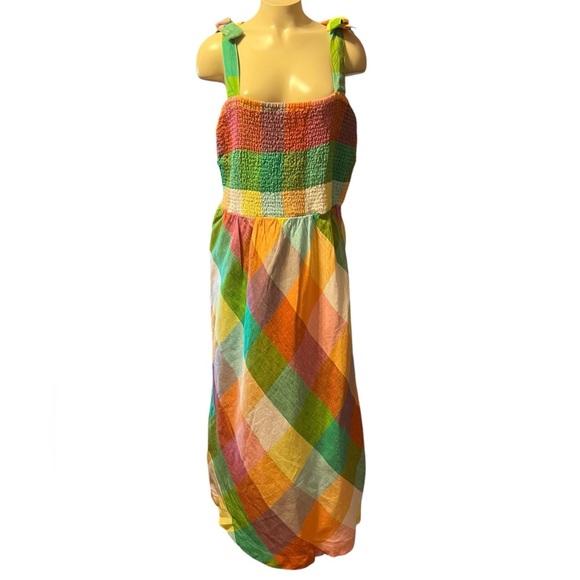 Orange and Yellow Sleeveless Sundress with Square Neck - Picture 1 of 12